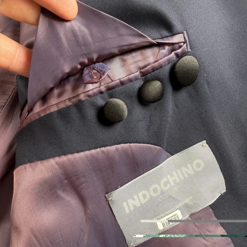 Indochino Tuxedo Blazer Mens 40R Navy Black Shawl Lapel Satin Trim Coat Opera